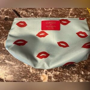 Clinique Aqua Cosmetic Bag with Red Lips